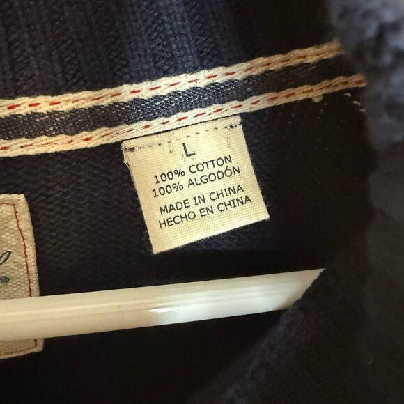 Weatherproof Vintage Men's Large Blue White Fair Isle Snowflake 1/4 Zip Sweater - Picture 2 of 4